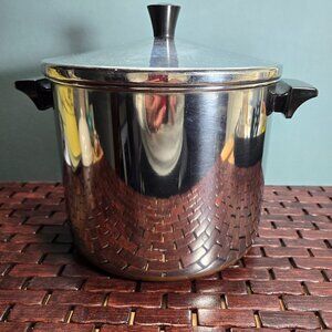 Vintage Revere Ware 8 Qt Stock Pot with Lid Copper Bottom Clinton, IL USA